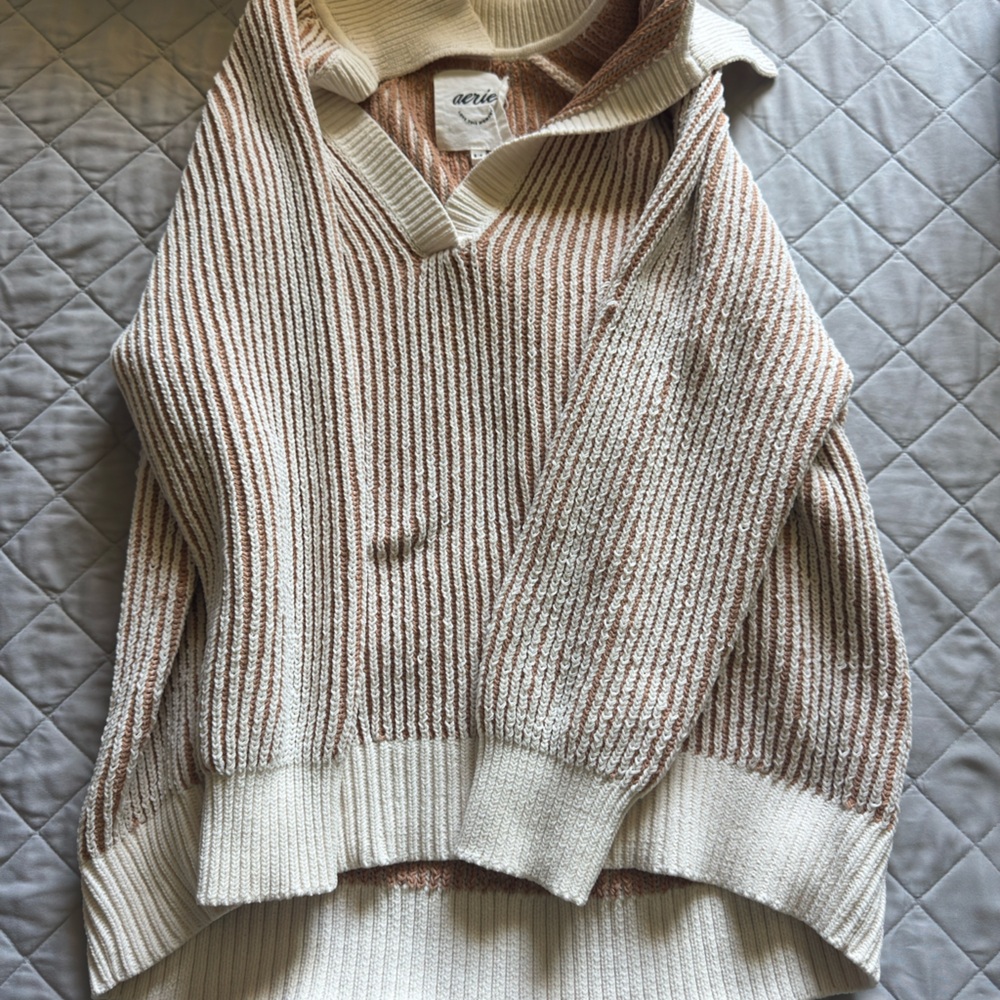 Cozy Striped Sweater in Cream and Brown